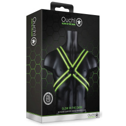 Ouch! Glow Harnais phosphorescent Cross Glow Noir-Vert Néon